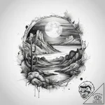 Tattoo sketch desert, tattoo line art, on a c… – tattoo sketch (№1757375943_0, 08.09.2025 23:59) — tattoovalue.net