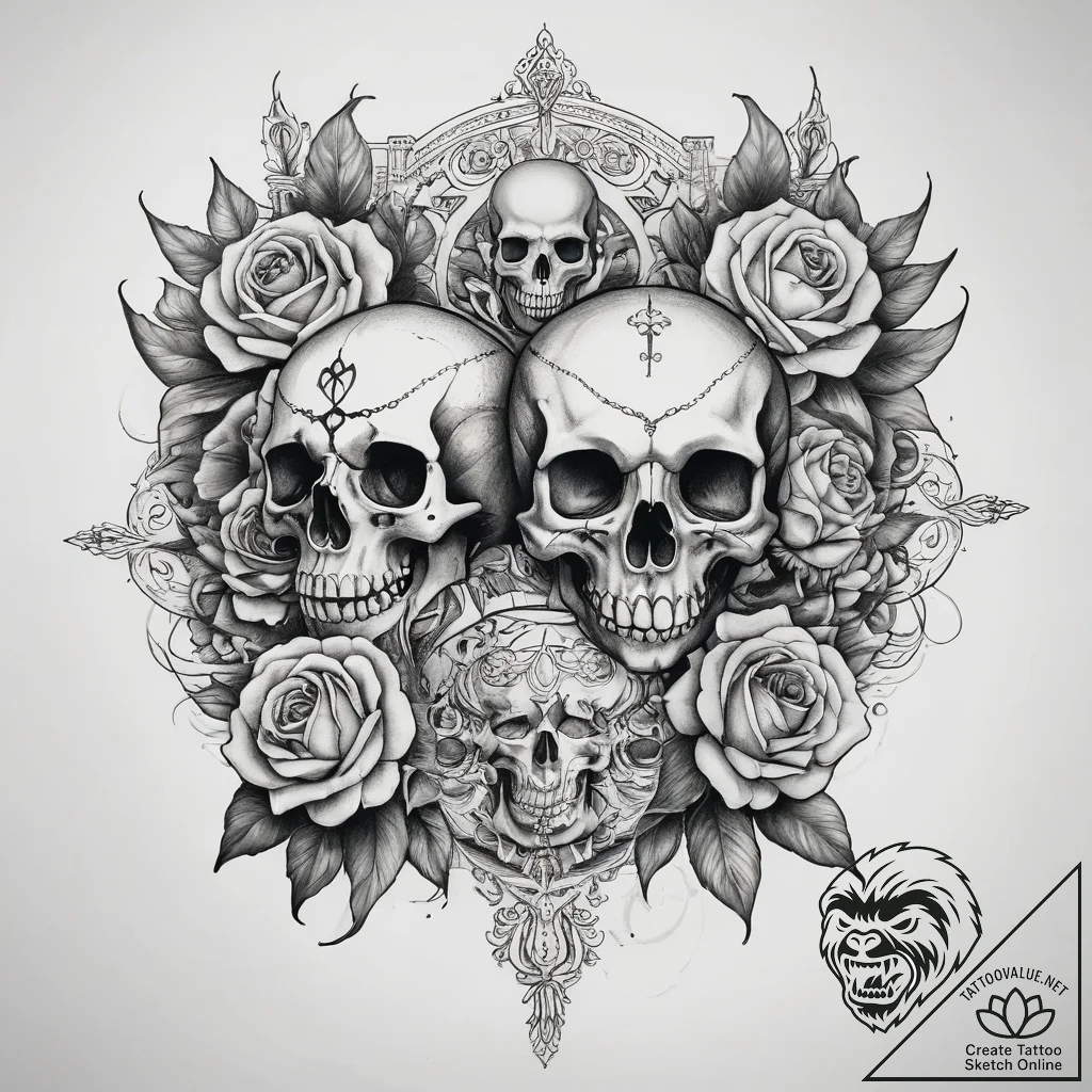 Tattoo sketch chimera, concept art for tattoo... - tattoo sketch (№1757376937_0, 09.09.2025 00:15) — tattoovalue.net