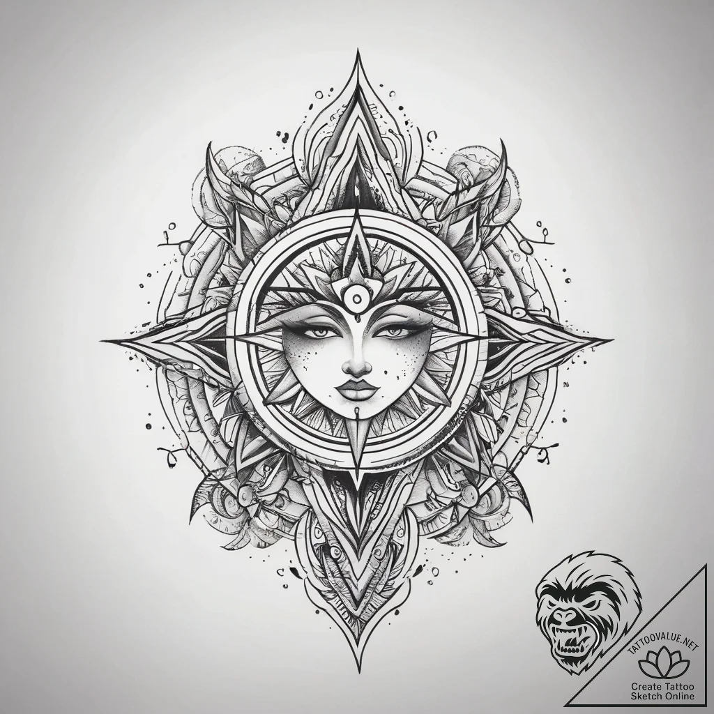 Tattoo sketch cosmic power, artistic tattoo s... - tattoo sketch (№1757377329_0, 09.09.2025 00:22) — tattoovalue.net