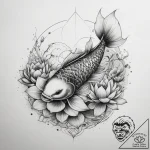 Tattoo sketch koi fish and lotus, concept art… – tattoo sketch (№1757378129_0, 09.09.2025 00:35) — tattoovalue.net