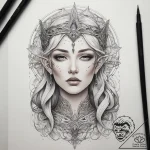 Tattoo sketch elven queen beauty, tattoo flas… – tattoo sketch (№1757378932_0, 09.09.2025 00:48) — tattoovalue.net
