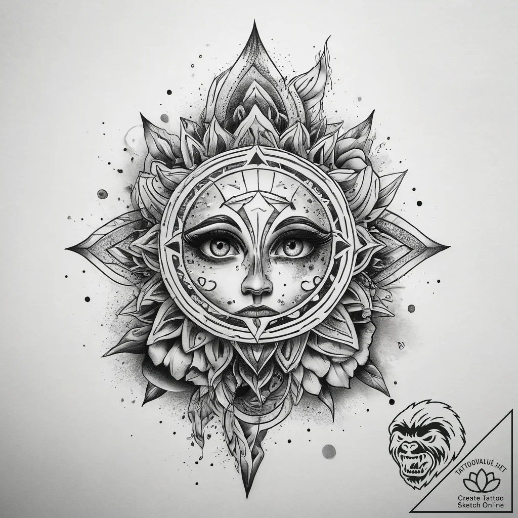 Tattoo sketch cosmic beginning, tattoo flash... - tattoo sketch (№1757379331_0, 09.09.2025 00:55) — tattoovalue.net