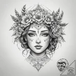 Tattoo sketch flower crown tattoo, artistic t… – tattoo sketch (№1757379730_0, 09.09.2025 01:02) — tattoovalue.net