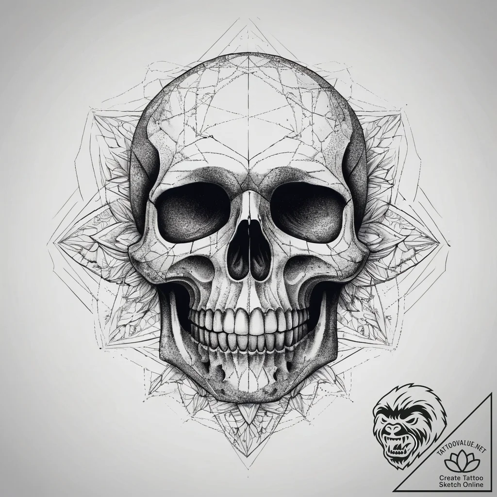 Tattoo sketch skull, ink illustration for tat... - tattoo sketch (№1757380930_0, 09.09.2025 01:22) — tattoovalue.net