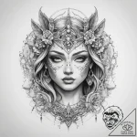 Tattoo sketch mystical narrative – tattoo sketch (№1757382113_0, 09.09.2025 01:41) — tattoovalue.net