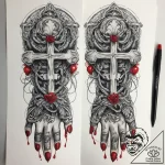 Tattoo sketch hands with a rope, tattoo sketc… – tattoo sketch (№1757384310_0, 09.09.2025 02:18) — tattoovalue.net