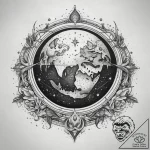 Tattoo sketch cosmic earth, concept art for t… – tattoo sketch (№1757385876_0, 09.09.2025 02:44) — tattoovalue.net