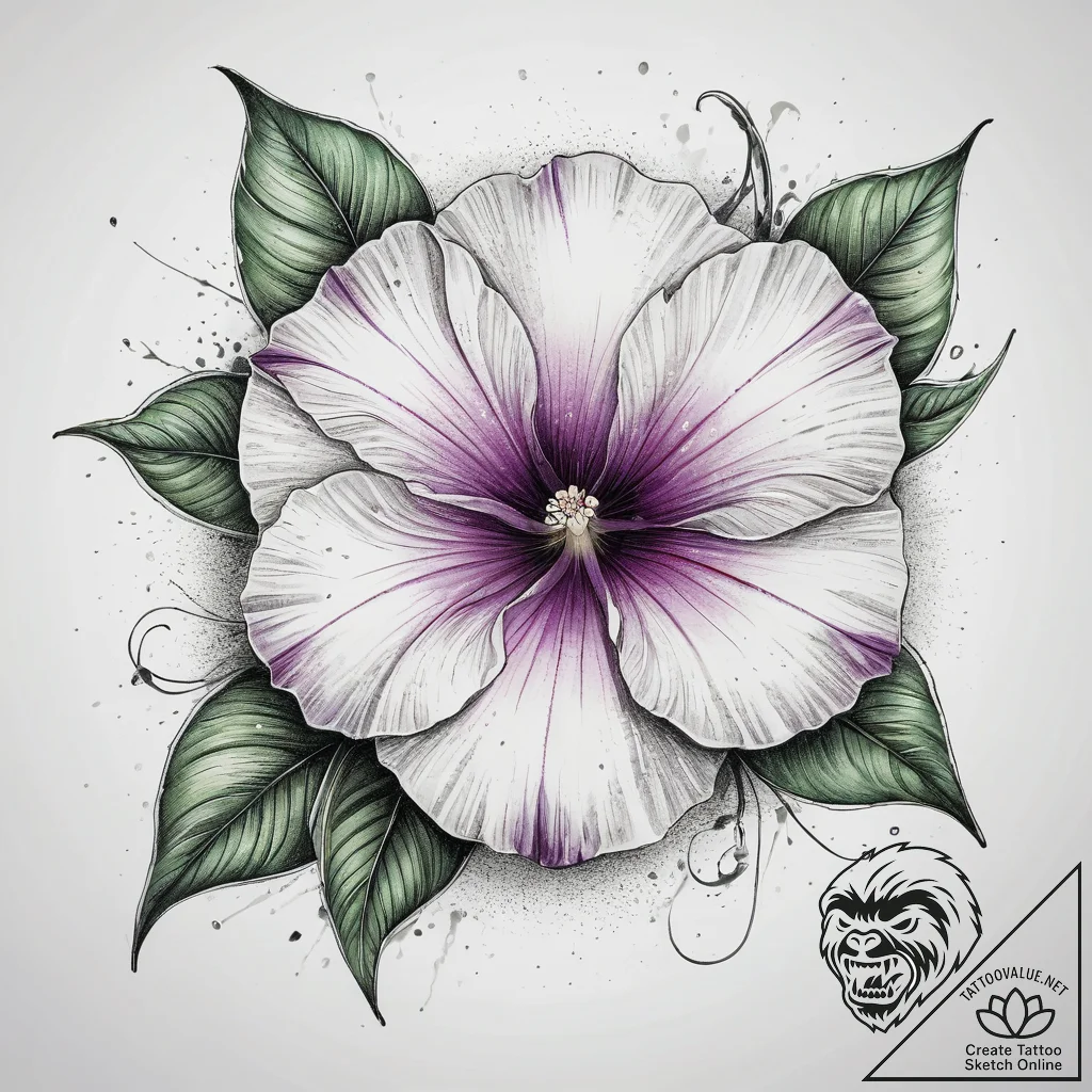 Tattoo sketch morning glory flower, ink illus... - tattoo sketch (№1757386271_0, 09.09.2025 02:51) — tattoovalue.net