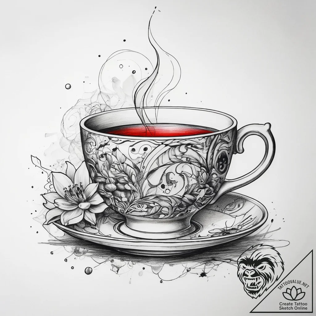 Tattoo sketch teacup tattoo, artistic tattoo... - tattoo sketch (№1757388055_0, 09.09.2025 03:20) — tattoovalue.net