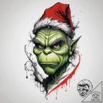 Tattoo sketch the grinch with a scale, ink il… – tattoo sketch (№1757388649_0, 09.09.2025 03:30) — tattoovalue.net