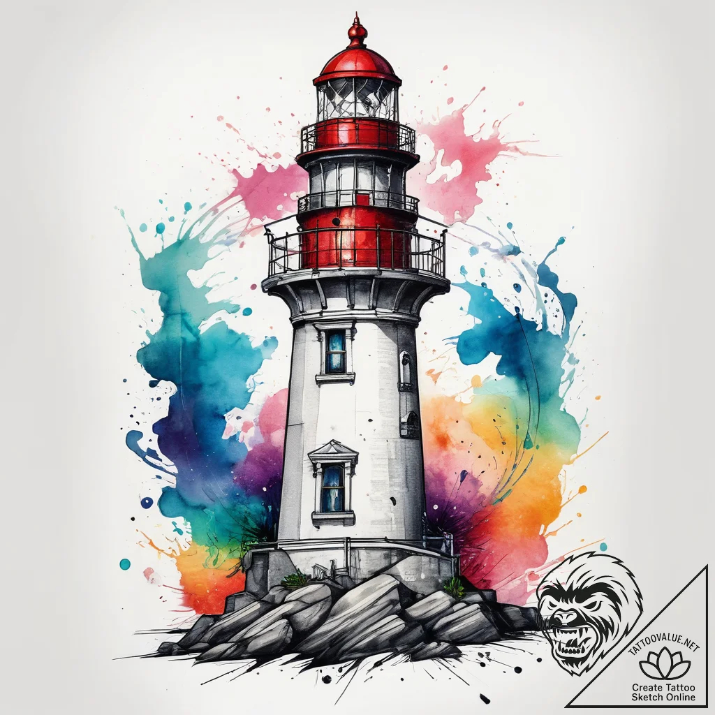 Tattoo sketch old school маяк, ink illustrati... - tattoo sketch (№1757390035_0, 09.09.2025 03:53) — tattoovalue.net