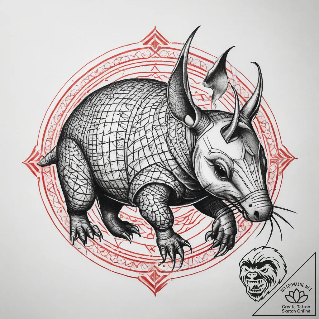 Tattoo sketch armadillo, artistic tattoo sket... - tattoo sketch (№1757393403_0, 09.09.2025 04:50) — tattoovalue.net