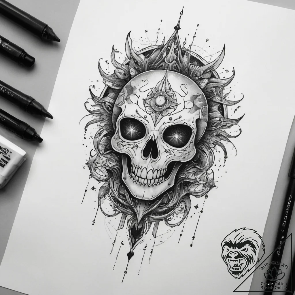 Tattoo sketch cosmic ghost, ink illustration... - tattoo sketch (№1757395577_0, 09.09.2025 05:26) — tattoovalue.net