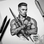 Tattoo sketch soldier with a scissors, tattoo… – tattoo sketch (№1757396375_0, 09.09.2025 05:39) — tattoovalue.net