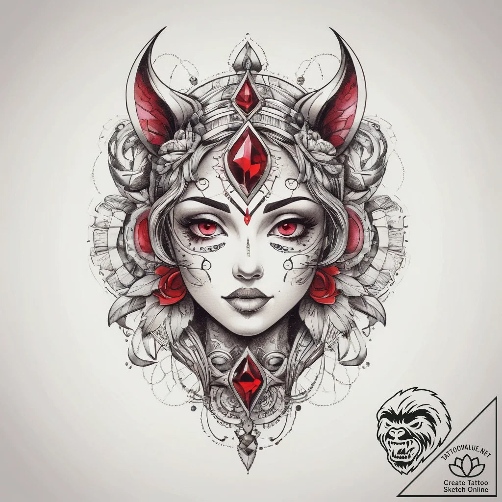 Tattoo sketch ruby, artistic tattoo sketch, o... - tattoo sketch (№1757396772_0, 09.09.2025 05:46) — tattoovalue.net