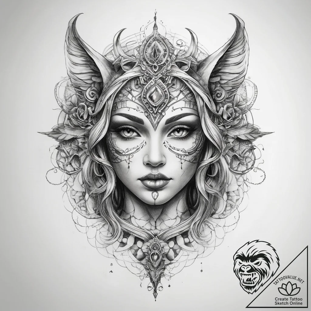 Tattoo sketch mystical world - tattoo sketch (№1757397164_0, 09.09.2025 05:52) — tattoovalue.net