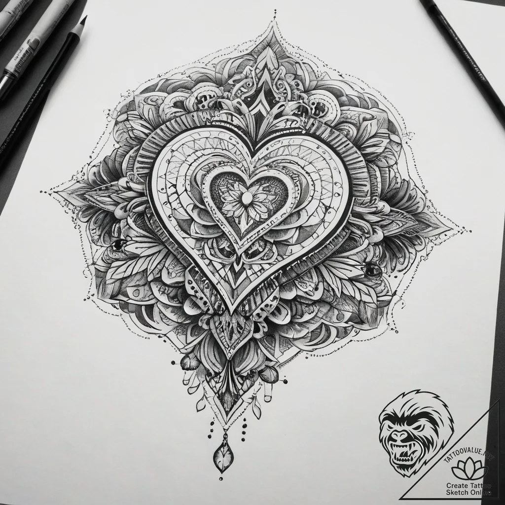 Tattoo sketch needle and thread with a heart,... - tattoo sketch (№1757397361_0, 09.09.2025 05:56) — tattoovalue.net