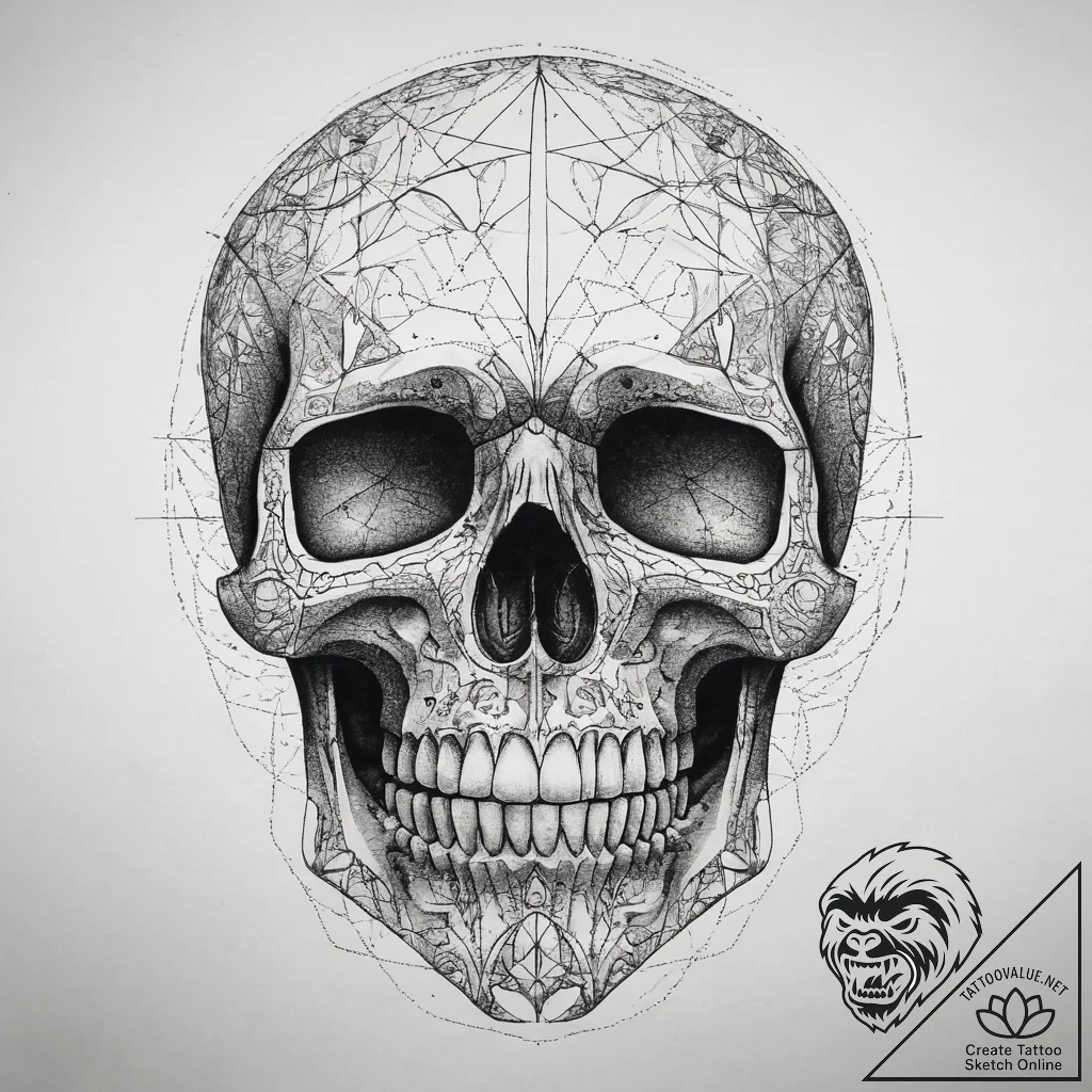 Tattoo sketch узор в виде черепа, tattoo draw... - tattoo sketch (№1757397758_0, 09.09.2025 06:02) — tattoovalue.net