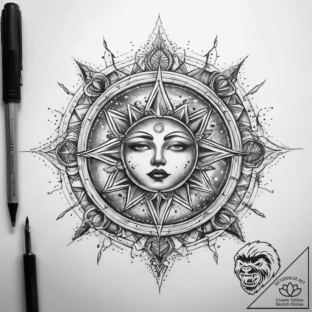Tattoo sketch cosmic past - tattoo sketch (№1757398357_0, 09.09.2025 06:12) — tattoovalue.net
