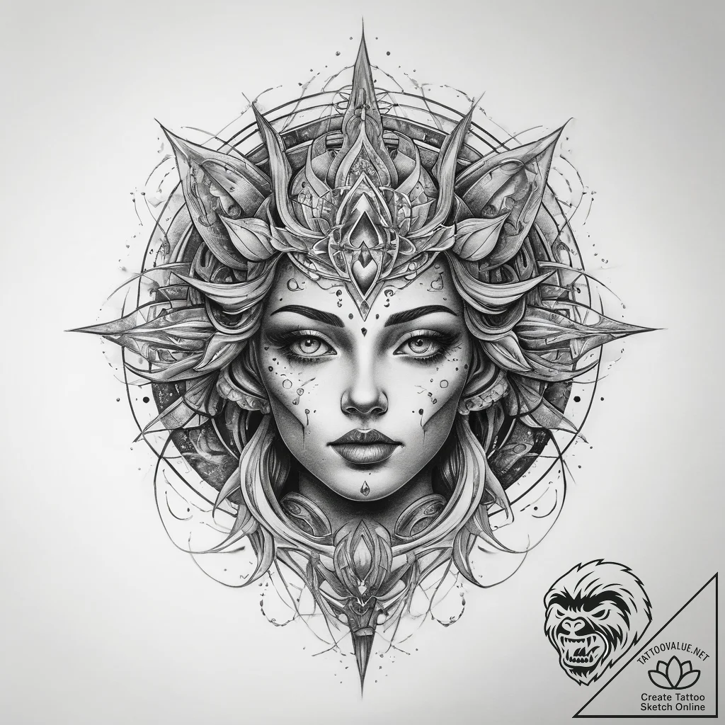 Tattoo sketch cosmic entity - tattoo sketch (№1757399145_0, 09.09.2025 06:25) — tattoovalue.net
