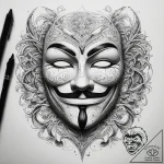 Tattoo sketch v for vendetta mask, concept ar… – tattoo sketch (№1757399542_0, 09.09.2025 06:32) — tattoovalue.net