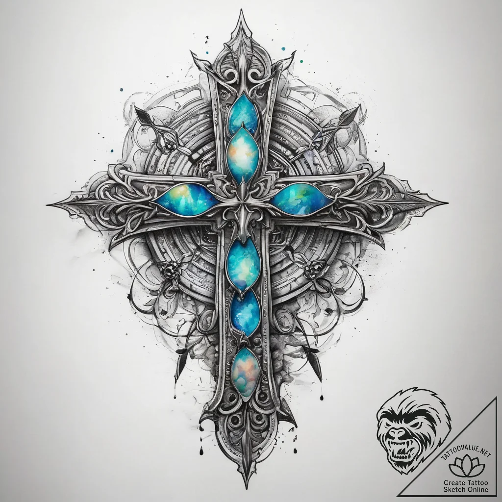 Tattoo sketch opal, ink illustration for tatt... - tattoo sketch (№1757400343_0, 09.09.2025 06:45) — tattoovalue.net