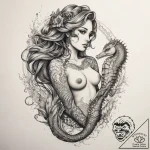 Tattoo sketch mermaid with a seahorse, tattoo… – tattoo sketch (№1757404483_0, 09.09.2025 07:54) — tattoovalue.net