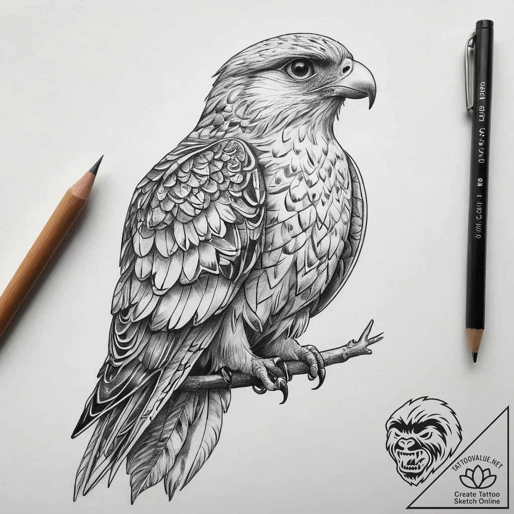 Tattoo sketch falcon, tattoo drawing outline,... - tattoo sketch (№1757405480_0, 09.09.2025 08:11) — tattoovalue.net