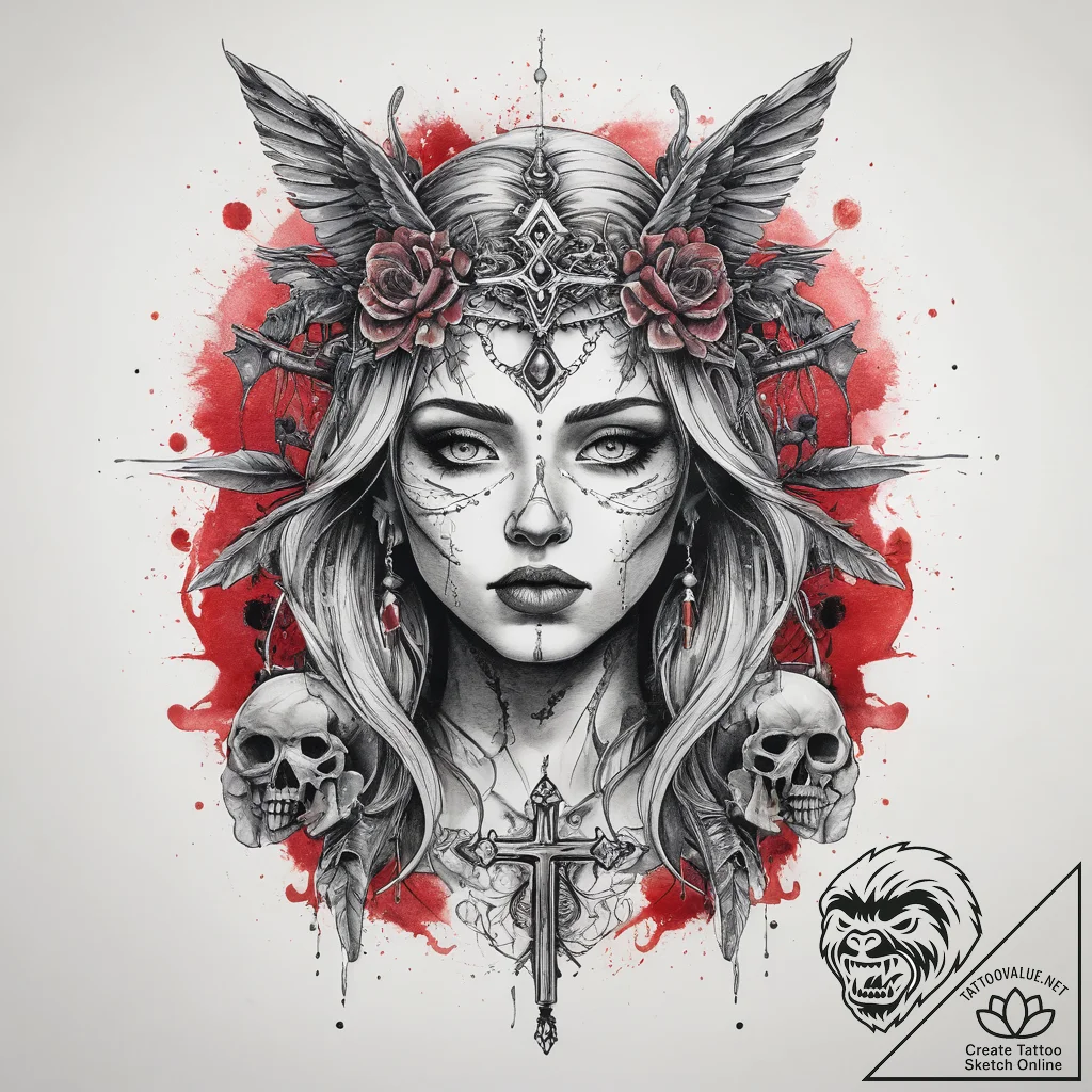 Tattoo sketch morana, the goddess of winter a... - tattoo sketch (№1757405683_0, 09.09.2025 08:14) — tattoovalue.net