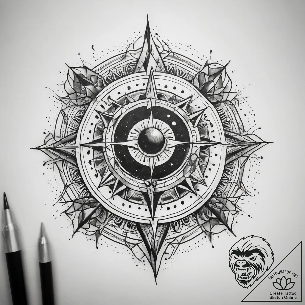 Tattoo sketch cosmic source - tattoo sketch (№1757406476_0, 09.09.2025 08:27) — tattoovalue.net