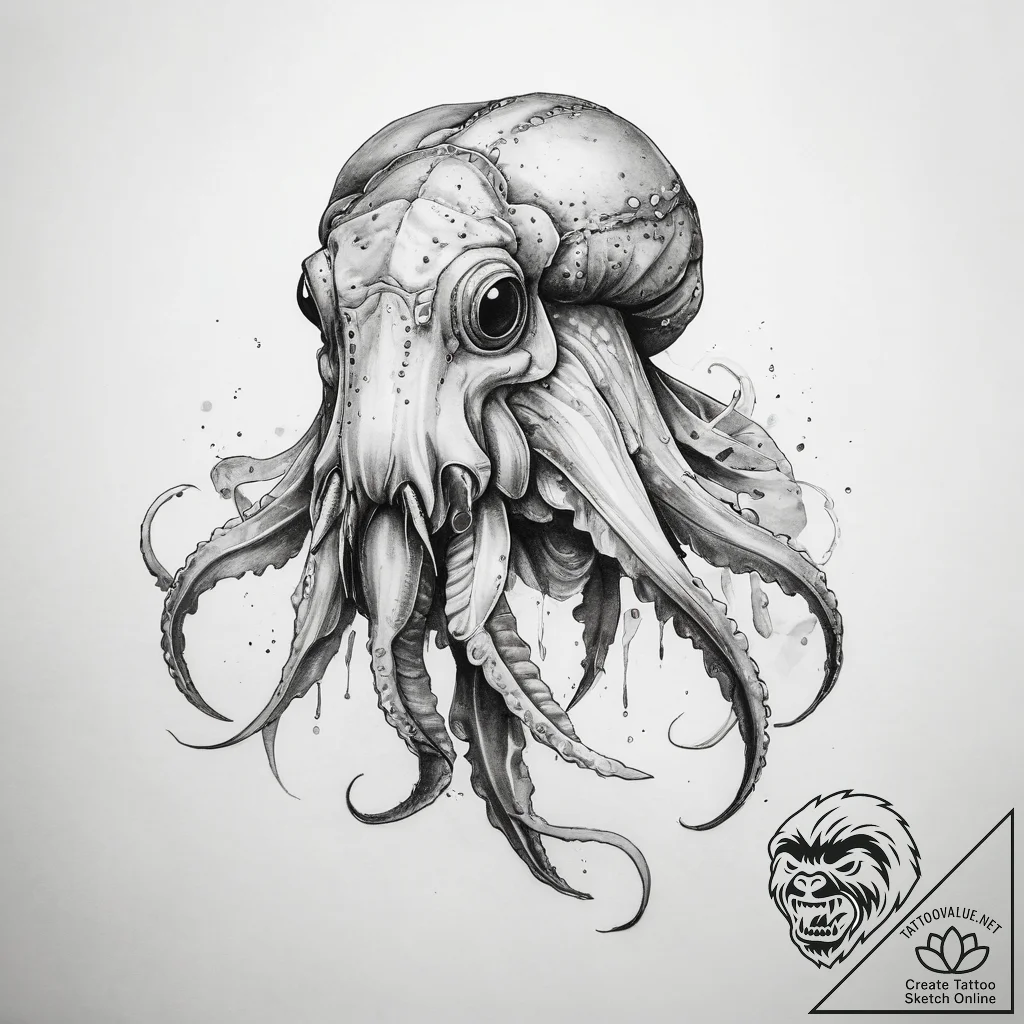 Tattoo sketch cuttlefish - tattoo sketch (№1757407657_0, 09.09.2025 08:47) — tattoovalue.net