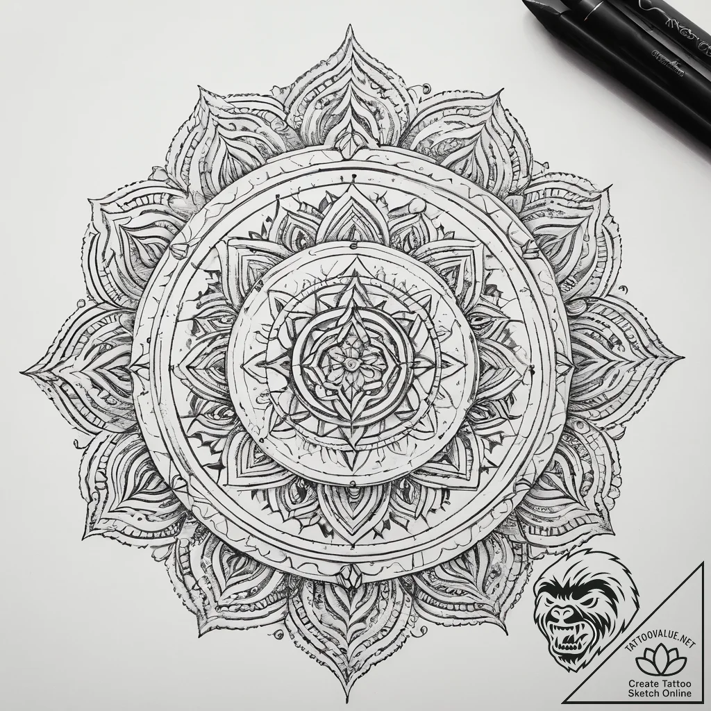 Tattoo sketch seven chakra symbols, artistic... - tattoo sketch (№1757408251_0, 09.09.2025 08:57) — tattoovalue.net