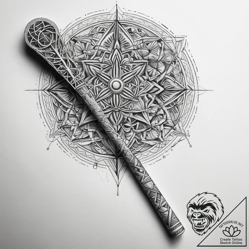 Tattoo sketch lacrosse stick with a ball, tat... - tattoo sketch (№1757408643_0, 09.09.2025 09:04) — tattoovalue.net