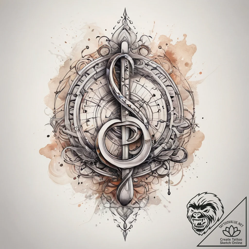 Tattoo sketch mystical chord, artistic tattoo... - tattoo sketch (№1757409043_0, 09.09.2025 09:10) — tattoovalue.net