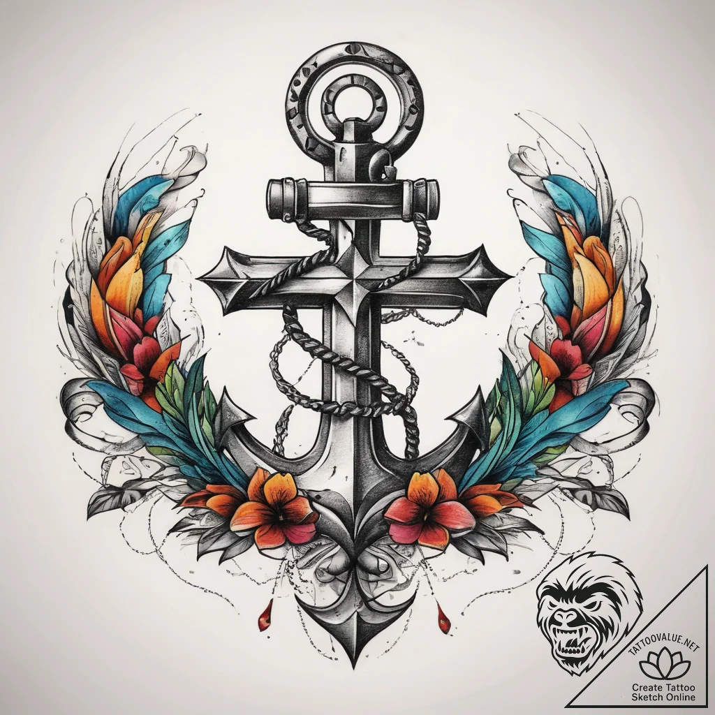 Tattoo sketch anchor with a cross, tattoo lin... - tattoo sketch (№1757412624_0, 09.09.2025 10:10) — tattoovalue.net