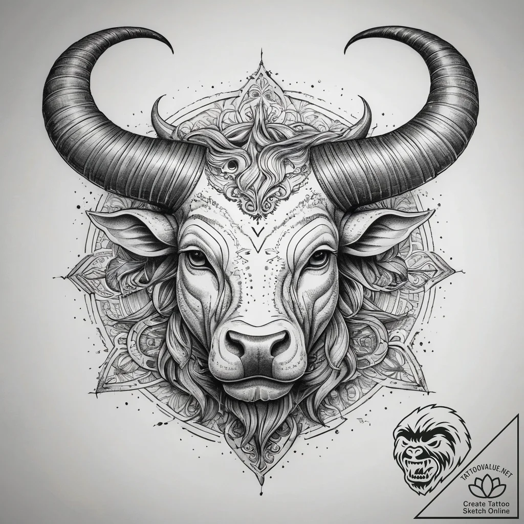 Tattoo sketch minotaur horns, tattoo drawing... - tattoo sketch (№1757413596_0, 09.09.2025 10:26) — tattoovalue.net