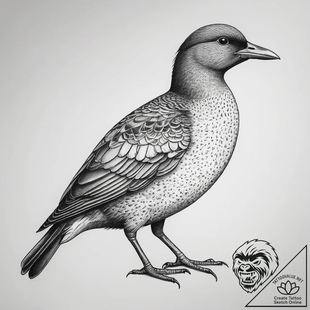 Tattoo sketch moorhen, concept art for tattoo... - tattoo sketch (№1757413791_0, 09.09.2025 10:29) — tattoovalue.net