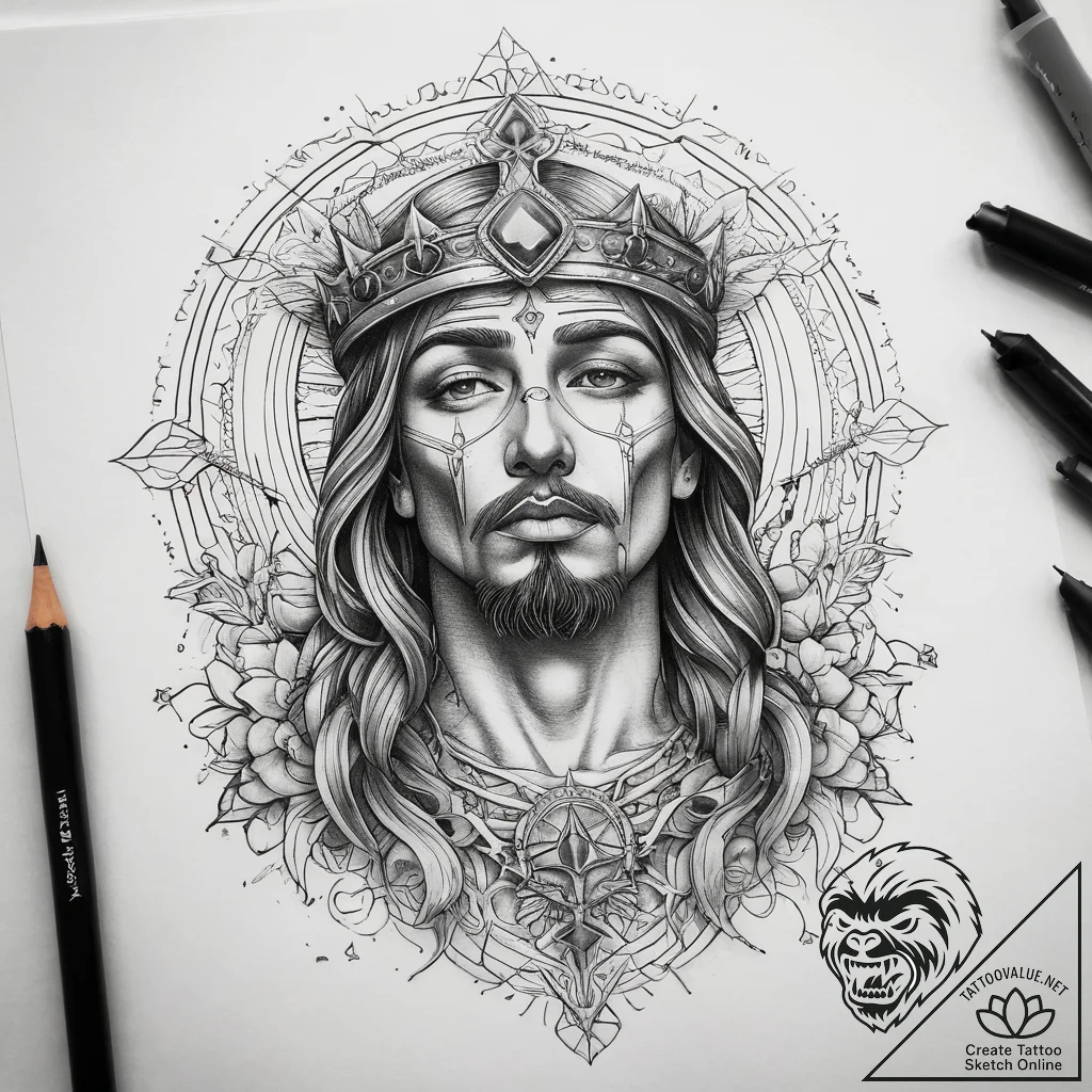 Tattoo sketch holy scene, artistic tattoo ske... - tattoo sketch (№1757414381_0, 09.09.2025 10:39) — tattoovalue.net