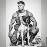 Tattoo sketch soldier and a dog, tattoo drawi… – tattoo sketch (№1757415174_0, 09.09.2025 10:52) — tattoovalue.net