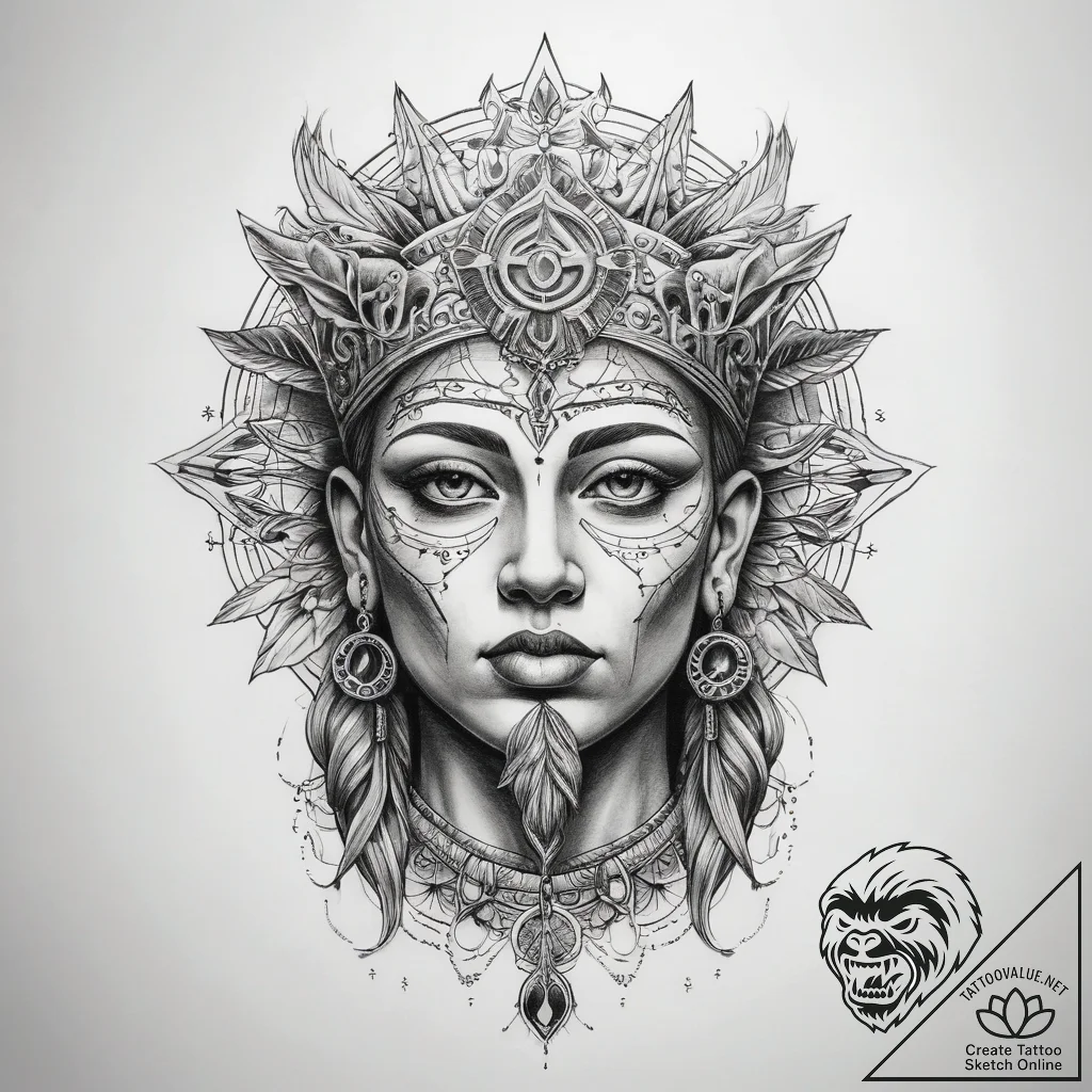 Tattoo sketch spiritual history - tattoo sketch (№1757415376_0, 09.09.2025 10:56) — tattoovalue.net