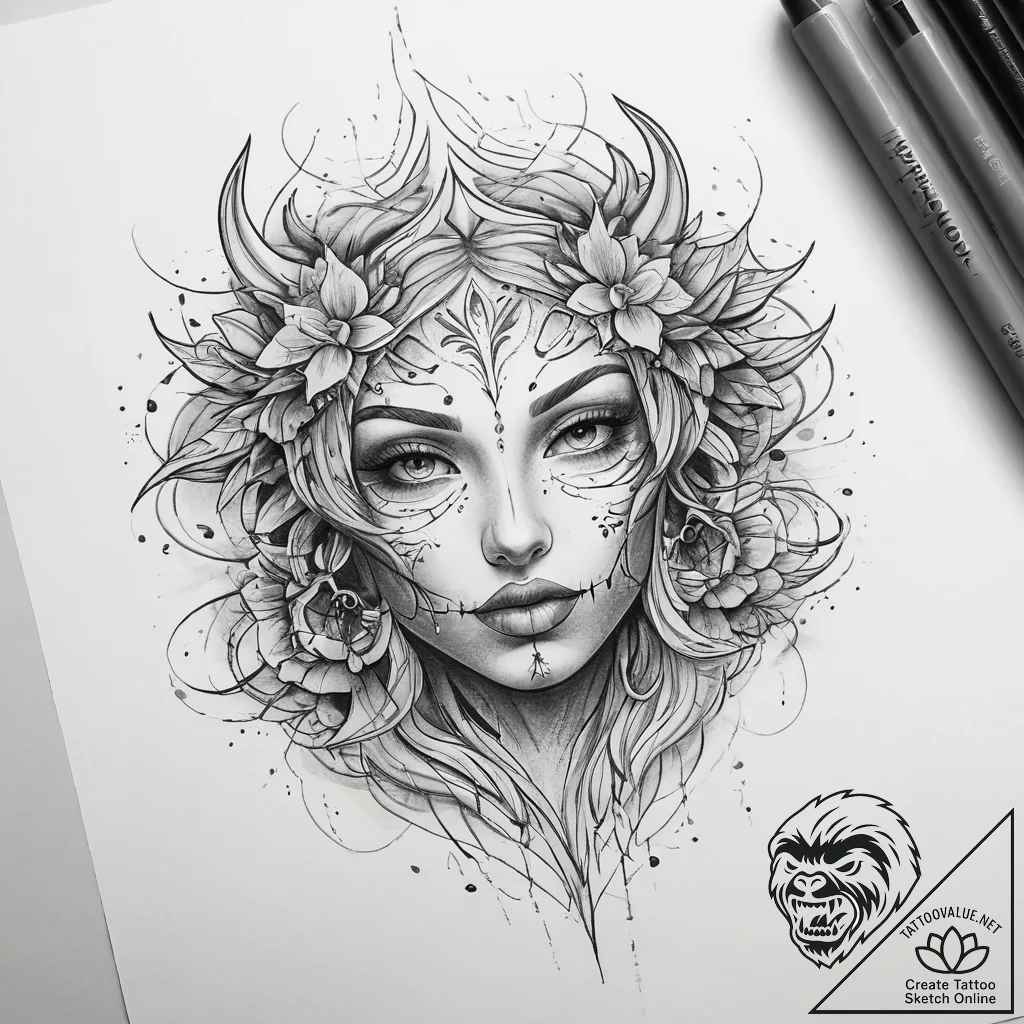 Tattoo sketch graffiti abstract design, tatto... - tattoo sketch (№1757415570_0, 09.09.2025 10:59) — tattoovalue.net