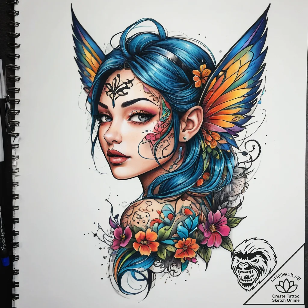 Tattoo sketch fairy tattoo, tattoo line art,... - tattoo sketch (№1757416538_0, 09.09.2025 11:15) — tattoovalue.net