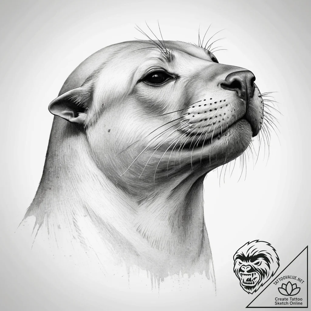 Tattoo sketch sea lion - tattoo sketch (№1757419450_0, 09.09.2025 12:04) — tattoovalue.net
