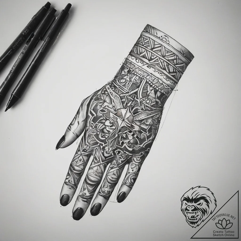 Tattoo sketch hands with a tank, tattoo sketc... - tattoo sketch (№1757420033_0, 09.09.2025 12:13) — tattoovalue.net