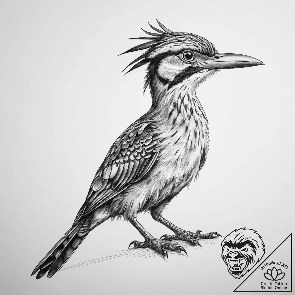 Tattoo sketch roadrunner - tattoo sketch (№1757420230_0, 09.09.2025 12:17) — tattoovalue.net