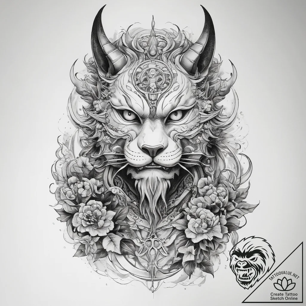 Tattoo sketch japanese mythology - tattoo sketch (№1757420824_0, 09.09.2025 12:27) — tattoovalue.net