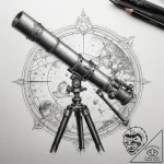 Tattoo sketch old telescope with the moon, ta… – tattoo sketch (№1757422582_0, 09.09.2025 12:56) — tattoovalue.net