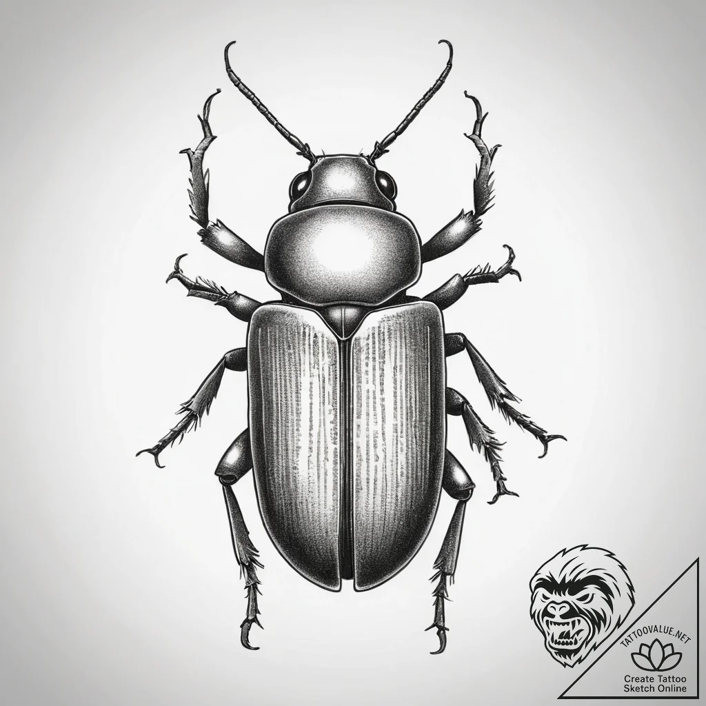 Tattoo sketch confused flour beetle, artistic... - tattoo sketch (№1757424923_0, 09.09.2025 13:35) — tattoovalue.net