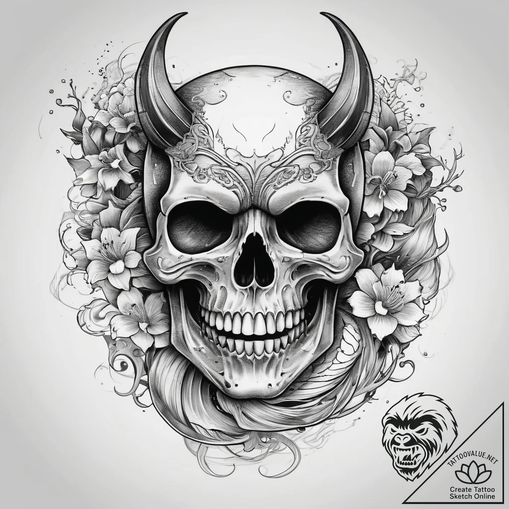 Tattoo sketch skull with an eyepatch, tattoo... - tattoo sketch (№1757427096_0, 09.09.2025 14:11) — tattoovalue.net
