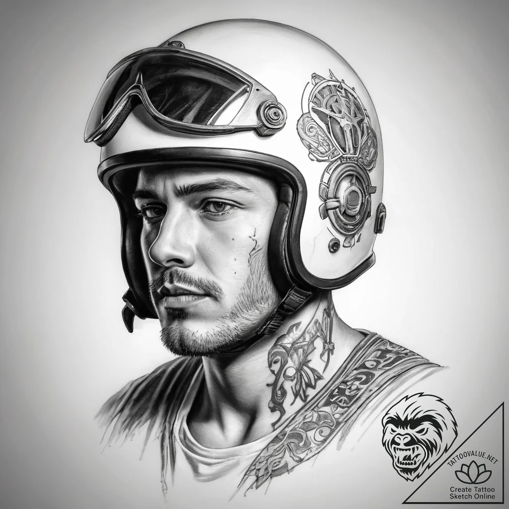 Tattoo sketch tank driver with a helmet - tattoo sketch (№1757427871_0, 09.09.2025 14:24) — tattoovalue.net